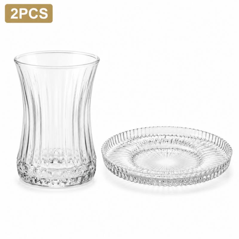 Xbloom Coffee Tea - Set 2-Potong Gelas & Piring Kaca