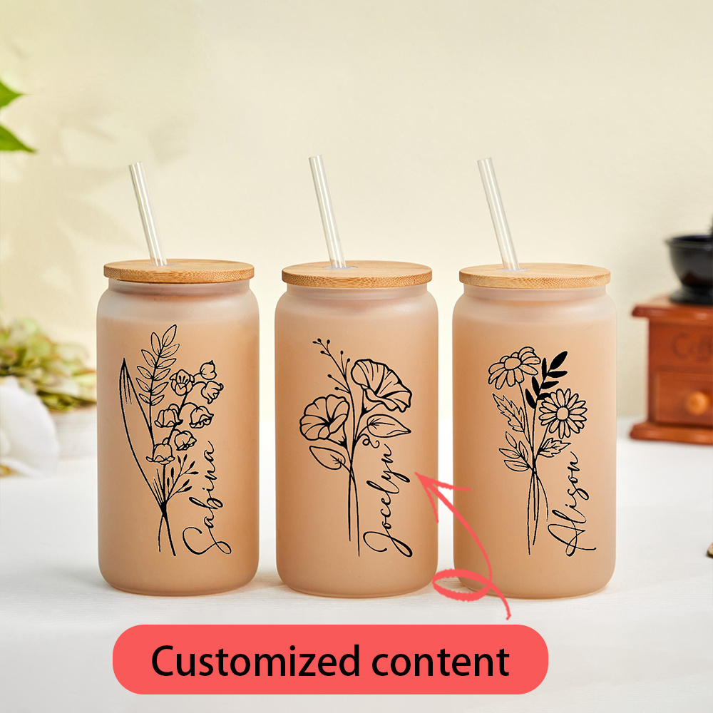 Gelas Kaca dengan Motif Bunga  - Coffee Tea Name ulasan dan harga