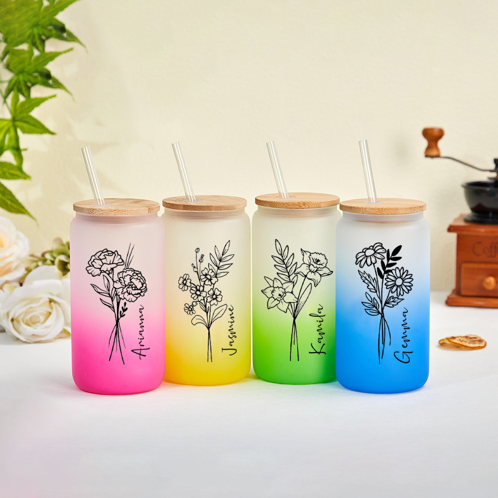 Gelas Kaca dengan Motif Bunga  - Coffee Tea Name ulasan dan harga