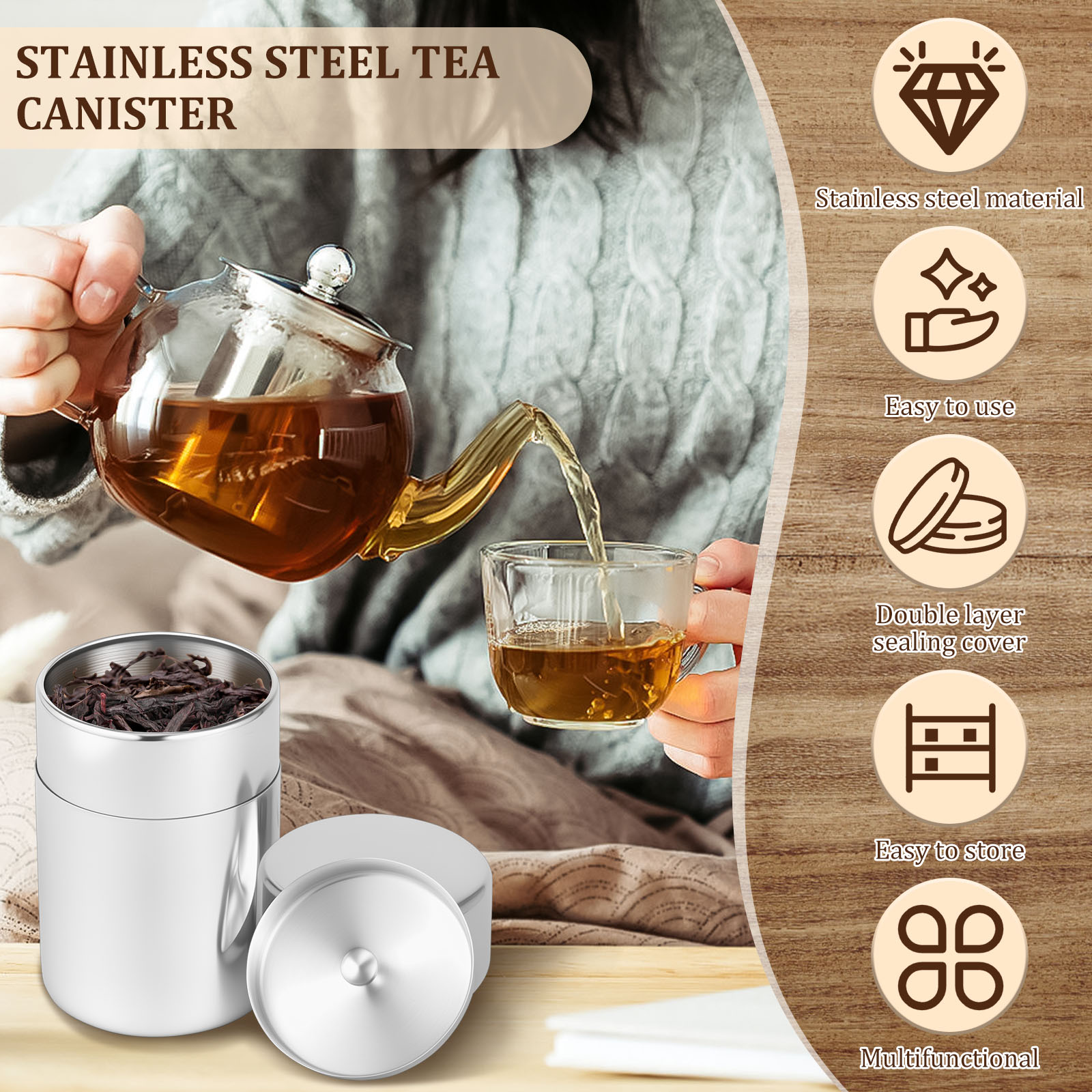 Kaleng Kaleng Daun Teh Baja Ta - Coffee Tea Sugar ulasan dan harga